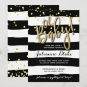 Striped Baby shower Moderne Waterverf Uitnodiging (Voorkant / Achterkant)