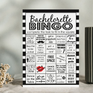 Striped Bachelorette Bingo, partijspel, uitdaging Kaart