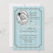 Striped Baptism Invitation (Bleek blauw) Kaart (Voorkant)