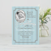 Striped Baptism Invitation (Bleek blauw) Kaart (Staand voorkant)