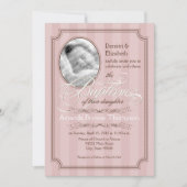 Striped Baptism Invitation (Bleek roze) Kaart (Voorkant)