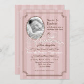 Striped Baptism Invitation (Bleek roze) Kaart (Voorkant / Achterkant)