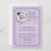 Striped Baptism Invitation (Lavender) Kaart (Voorkant)