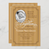 Striped Baptism Invitation (pompoen) Kaart (Voorkant / Achterkant)