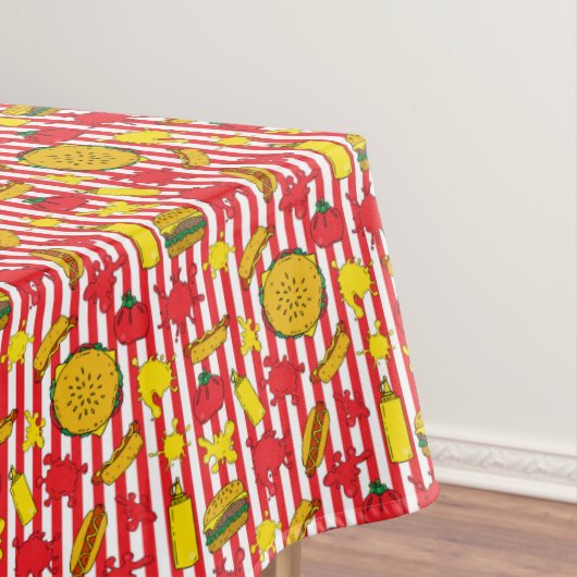 Striped Baseball Ballpark Hot Dogs Burgers Patroon Tafelkleed (Voorbeeld)