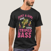 Striped Bass Fish, een meisje dat van gestreept B  T-shirt (Voorkant)