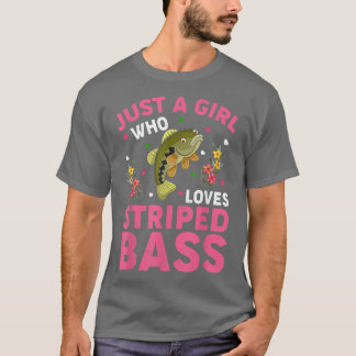 Striped Bass Fish overboord, een meisje dat van St T-shirt
