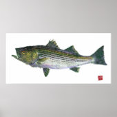 Striped Bass Gyotaku Open Edition Poster (Voorkant)