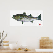 Striped Bass Gyotaku Open Edition Poster (Keuken)