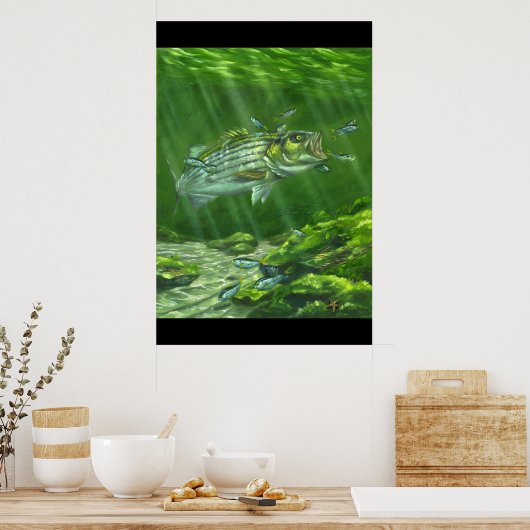 "Striped Bass on the Rocks" Poster (Keuken)