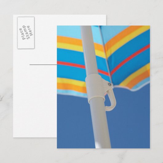 Striped Beach Umbrella Briefkaart (Voorkant / Achterkant)