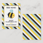 Striped Bee Mine Valentijnse klaslokaalkaarten Notitiekaartje (Voorkant / Achterkant)