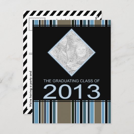 striped bekendmaking afstuderen 2013 aankondigingskaart (Voorkant / Achterkant)