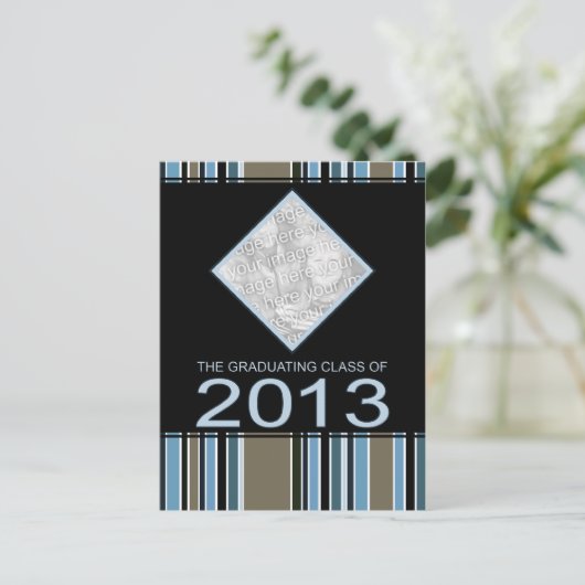 striped bekendmaking afstuderen 2013 aankondigingskaart (Staand voorkant)
