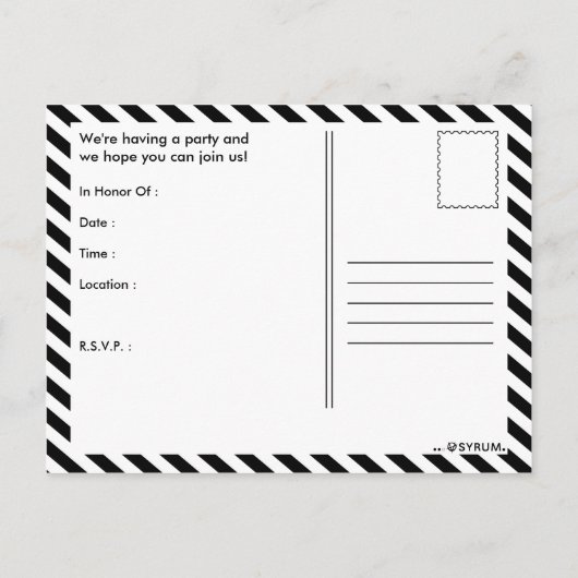 striped bekendmaking afstuderen 2013 uitnodiging briefkaart (Achterkant)