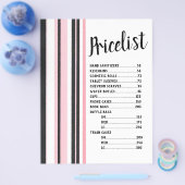 Striped Black and Roze Price List Flyer (Enkel)