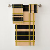 Striped Black en Roos Gold Bad Handdoek (Insitu)
