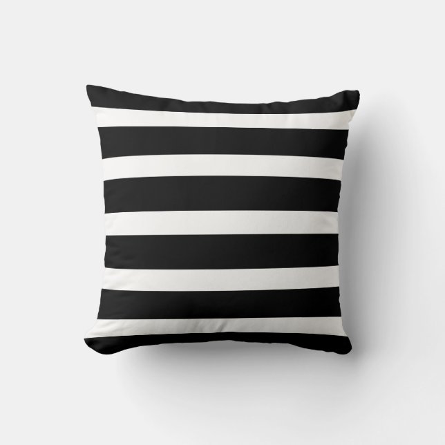 Striped Black en White Sierkussen (Voorkant)