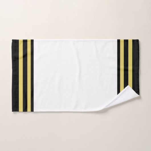 Striped Black & Golden on White Bath Towel Set Bad Handdoek (Handdoek)