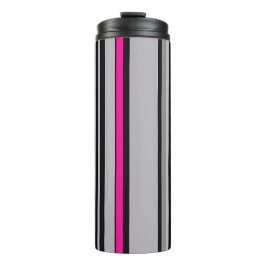 Striped Black Pink and Grey Thermal Tumbler Thermosbeker