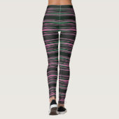 Striped Black Pink Green Mode Fabric Monogram zwar Leggings (Achterkant)