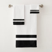 Striped Black & White Bath Towel Set Bad Handdoek (Insitu)