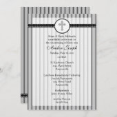 Striped Black & White Cross Invitation Kaart (Voorkant / Achterkant)