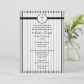Striped Black & White Cross Invitation Kaart (Staand voorkant)