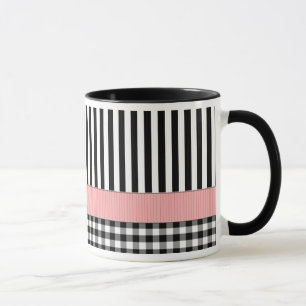 Striped Black White Pattern-ontwerp Mok