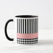 Striped Black White Pattern-ontwerp Mok (Links)
