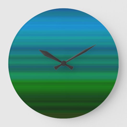 Striped Blend in blauw en groen Grote Klok (Voorkant)