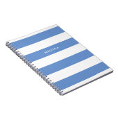Striped Blue en White Modern Minimalist Name Notitieboek (Rechterzijde)