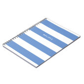 Striped Blue en White Modern Minimalist Name Notitieboek (Linkerzijde)
