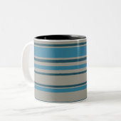 Striped blue gray tweekleurige koffiemok (Voorkant links)