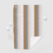 Striped Blue Grey Gold Beige Brown Tan Golfhanddoek (Insitu)