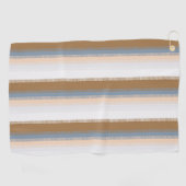 Striped Blue Grey Gold Beige Brown Tan Golfhanddoek (Horizontaal)