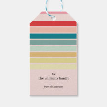 Striped Blue Kerstfeestay Gift Labels