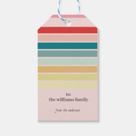 Striped Blue Kerstfeestay Gift Labels Cadeaulabel
