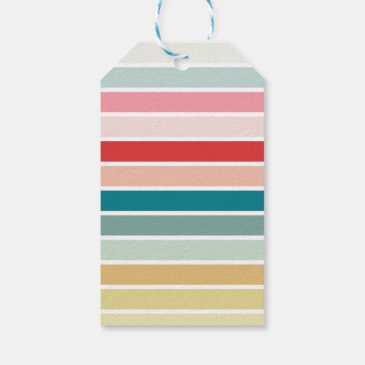 Striped Blue Kerstfeestay Gift Labels Cadeaulabel (Achterkant)