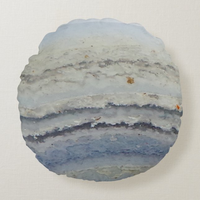 Striped Blue Lace Agate coole natuur stone Rond Kussen (Voorkant)