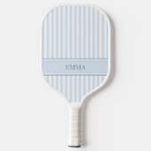 Striped Blue Modern Retro Simple Personalized Name Pickleball Paddle (Achterkant)