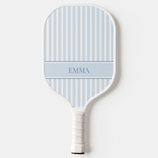 Striped Blue Modern Retro Simple Personalized Name Pickleball Paddle (Achterkant)