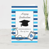 Striped Blue Nursing School Afstuderen Kaart (Voorkant)