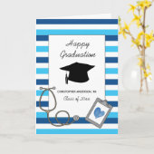 Striped Blue Nursing School Afstuderen Kaart (Gele Bloem)