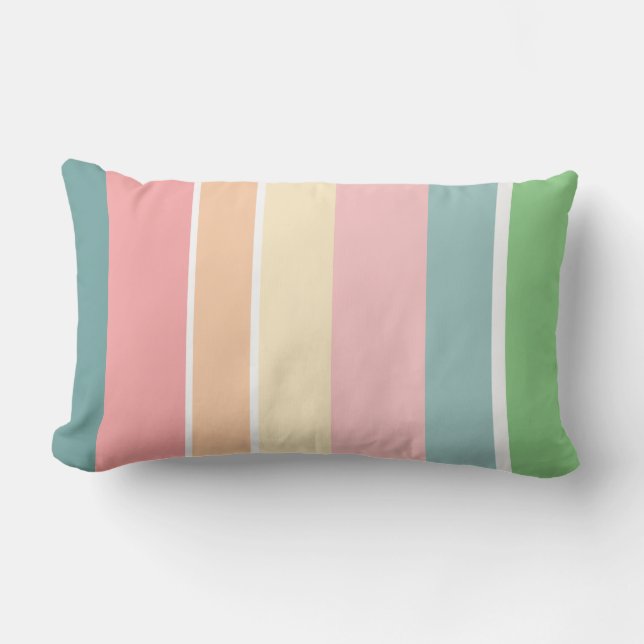 Striped Blue Roze Green Peach Stripes Outdoor Buitenkussen (Voorkant)