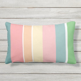 Striped Blue Roze Green Peach Stripes Outdoor Buitenkussen