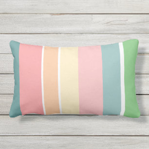 Striped Blue Roze Green Peach Stripes Outdoor Buitenkussen