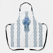 Striped Blue & White Ginger Jar Apron Schort (Voorkant)