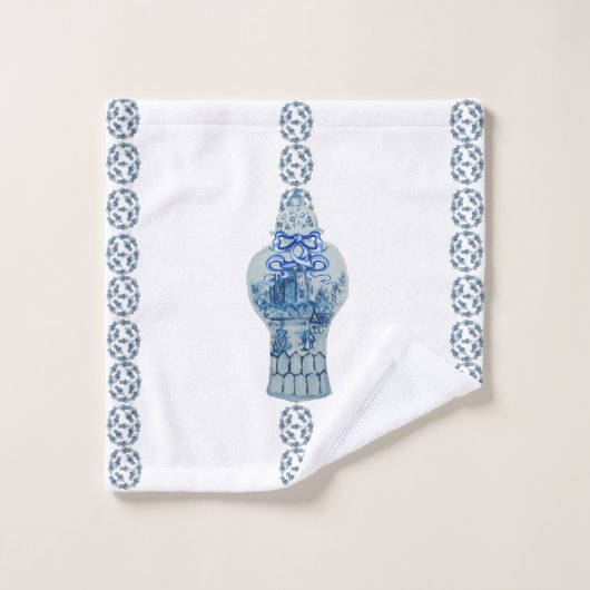 Striped Blue & White Ginger Jar Bad Handdoek (Wasdoekje)