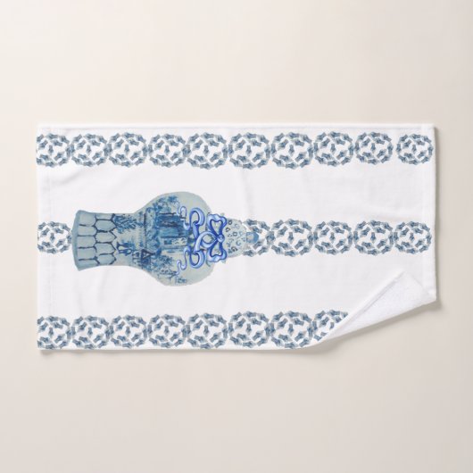 Striped Blue & White Ginger Jar Handdoek (Handdoek)